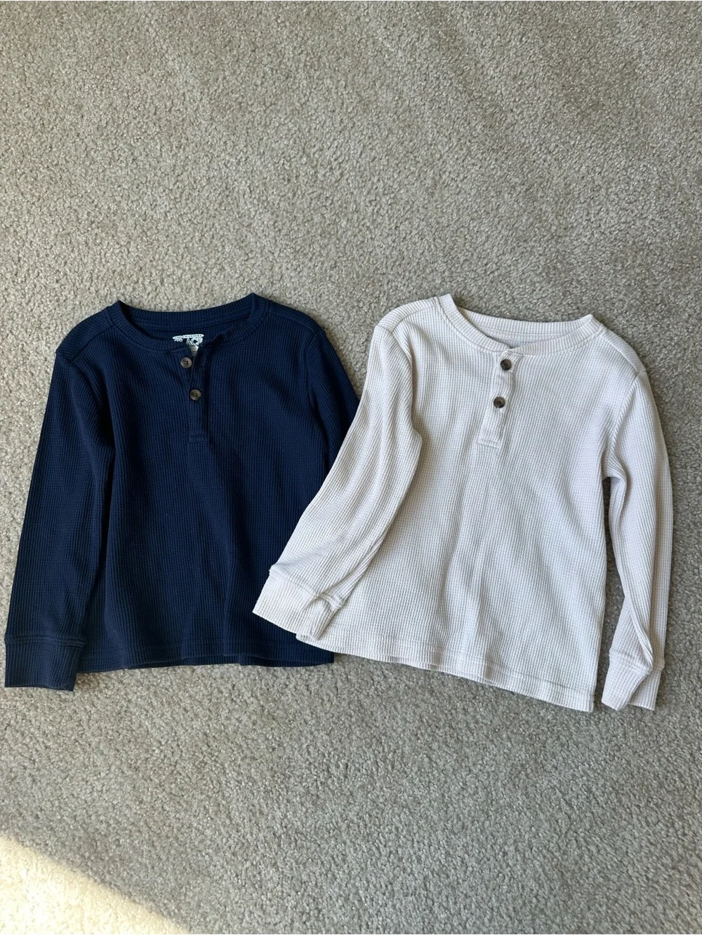 The Children’s Place Boys 3T Thermal Henley Shirts Navy Cream 2-Pack